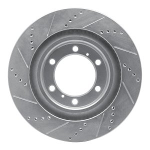 Lexus GX460 Brake Rotor (1) - Front Right - R1 Concepts - Drilled & Slotted - Silver - `10-`24